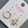 Xuping Earrings 13x5mm, "18K Gold Plated", with White Rhinestones