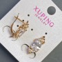 Xuping Earrings with White Stones, 18x8mm, 18K Gold Plated