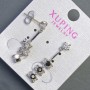 Xuping Earrings with Black Stones 6x30mm, Rhodium