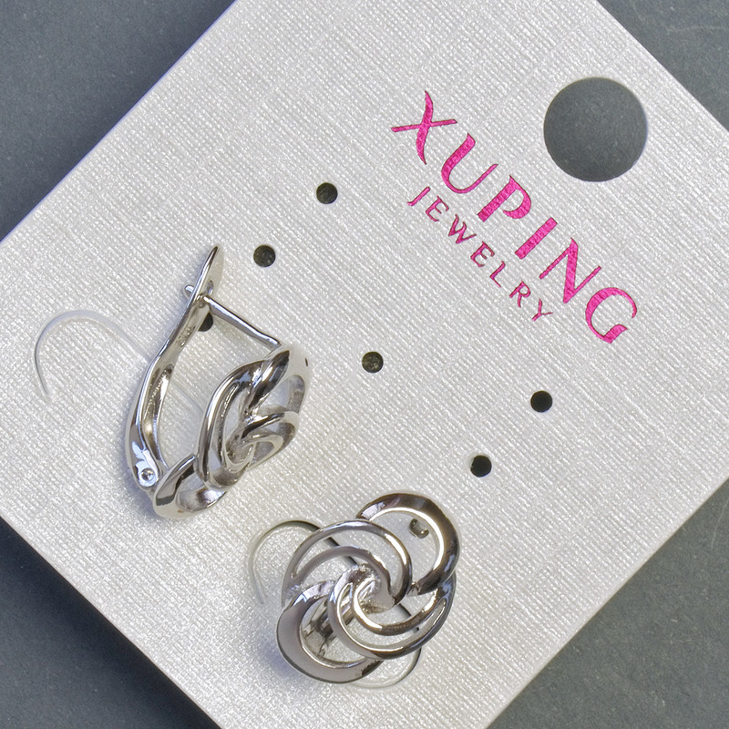 Xuping Earrings, Rhodium, 15x10mm