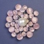 Brooch with Pink Cat's Eye Stone (synthetic) and Pearl (imitation) 55x55mm+/- silver-tone metal