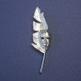 Brooch Pendant Writer's Feather with Mask, silver-tone metal 80x23mm-/+