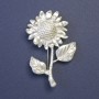Sunflower Pendant Brooch 55x35mm+/- Silver-Tone Metal