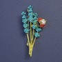Lavender Bouquet Pendant Brooch Turquoise and Green Enamel 51x26mm+/- Gold-Tone Metal