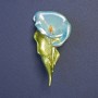 Calla Flower Brooch Turquoise 54x27mm+/- Green Enamel Gold-Tone Metal