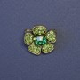 Flower Brooch with Green Rhinestones 20mm+/- Silver-Tone Metal