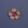 Flower Brooch with Pink Rhinestones, 20mm+/-, Silver-Tone Metal