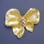 Bow Brooch with Large Yellow Crystal 53x48mm+/- Gold-Tone Metal