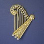Harp Brooch with White Pearls 65x53mm+- Gold-Tone Metal