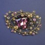 Accent Brooch with Large Heart-Shaped Purple Crystal 63x43mm+/- Yellow