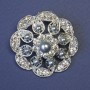Accent Brooch with Grey Pearls and White Rhinestones 43mm+- Silver-Tone Metal