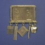 Maths Board Brooch with Charms 60x45mm+- Gold-Tone Metal