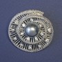 Accent Brooch with Grey Pearl (Faux) and White Rhinestones 42x42mm+- Silver-Tone Metal