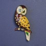 Owl Bird Brooch Brown and Yellow Enamel Gold-Tone Metal 55x28mm+