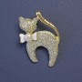 Brooch 'Shimmering Kitty' Silvered finish with golden metal 39x29mm+