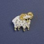 Sheep Brooch White Enamel Gold-Tone Metal 20x20mm