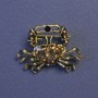 Crab Brooch Brown Enamel Gold-Tone Metal 23x30mm