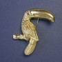 Toucan Bird Brooch-Pendant, Gold-Tone Metal, 62x40mm