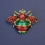 Brooch Insect red and green enamel with golden metal 32x38mm