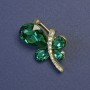 Butterfly Brooch with Green Crystals Gold-Tone Metal 29x28mm+