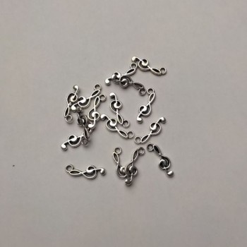 Findings Pendant Treble Clef "Silver", Diameter 19x6mm +/-, Hole 2.2mm +/-, Pack 20g (+/-) ~39+/-pcs