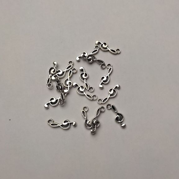 Findings Pendant Treble Clef "Silver", Diameter 19x6mm +/-, Hole 2.2mm +/-, Pack 20g (+/-) ~39+/-pcs