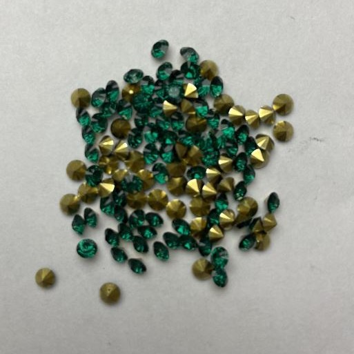 Rhinestones Green, Diameter 2mm (+/-), Pack 3g (+/-)