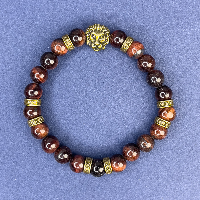 Bracelet with Natural Bull's Eye Stone Bead, diameter 8mm+/-, length 18cm+/- stretch