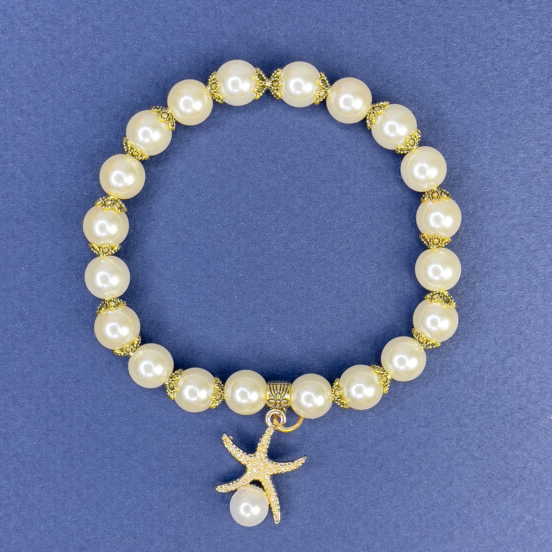 White Majorca Acrylic Bracelet, diameter 8mm+-, length 113cm+-, length 18cm+- stretch