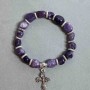 Lepidolite Natural Stone Bracelet, tumbled, diameter 9x11mm+-, length 18cm+- stretch
