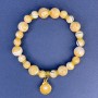 Bracelet Natural Beige Mother-of-Pearl Smooth Bead, diameter 7mm+/-, diameter 10mm+/-, length 18cm+/- stretch
