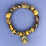 Tiger's Eye Bracelet, barrel bead, diameter 10x14mm+- smooth round bead, diameter 10mm+-, length 18cm+- stretch