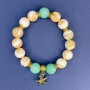 Bracelet Beige Mother-of-Pearl & Jadeite Smooth Bead, diameter 12mm, length 18cm+/- stretch