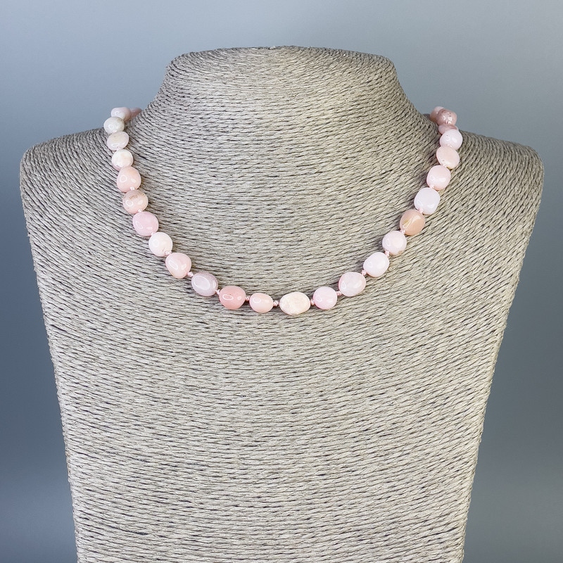 Pink Opal Necklace, strand, diameter 11x8mm+/-, diameter 10x7mm+/-, length 48cm+