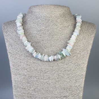 Morganite Chip Necklace, Diameter 12x1mm+/-, Diameter 9x4mm+/-, Length 48cm+