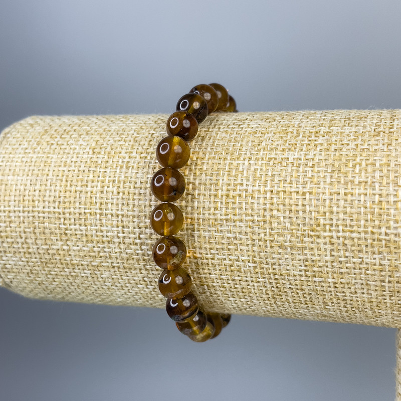 Amber Bracelet, Smooth Round Beads 6mm+/-, Length 18cm+/- Stretch