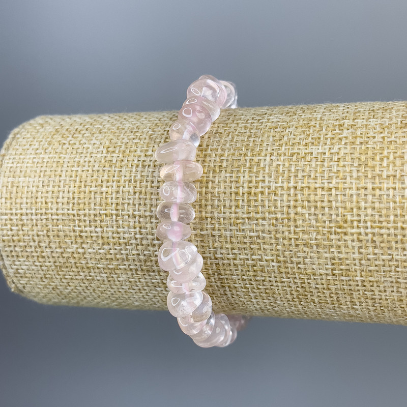 Rose Quartz Chip Bracelet 9x4mm+/-, length 18cm+/- stretch