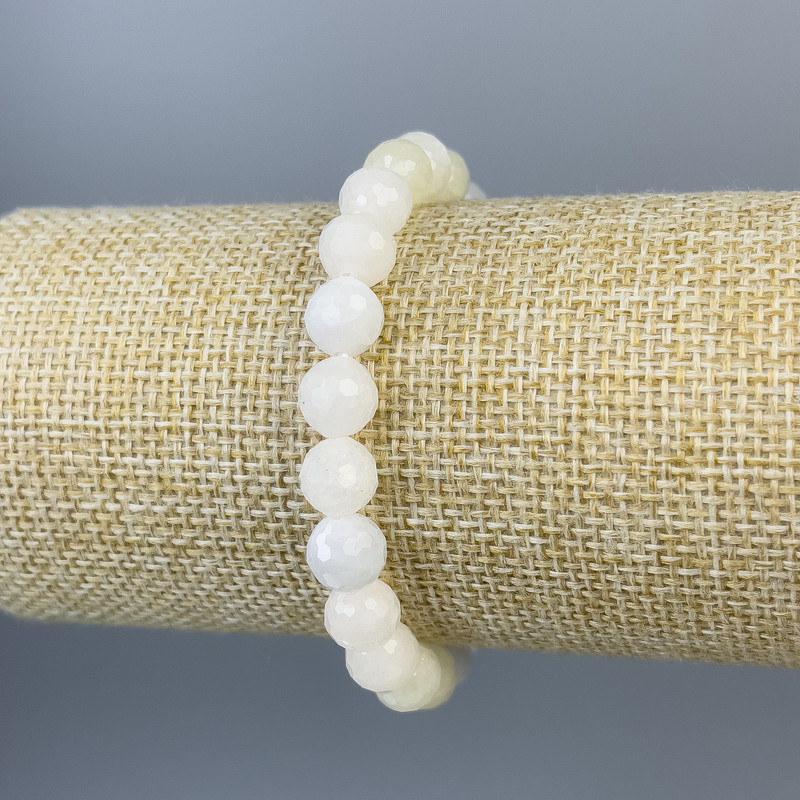 Morganite Bracelet, faceted bead 8mm+/-, length 18cm+/- stretch