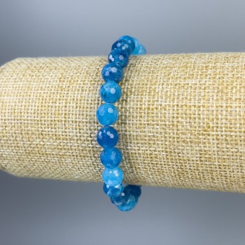 Apatite Bracelet, Faceted Bead 8mm+/-, Length 18cm+/- Stretch