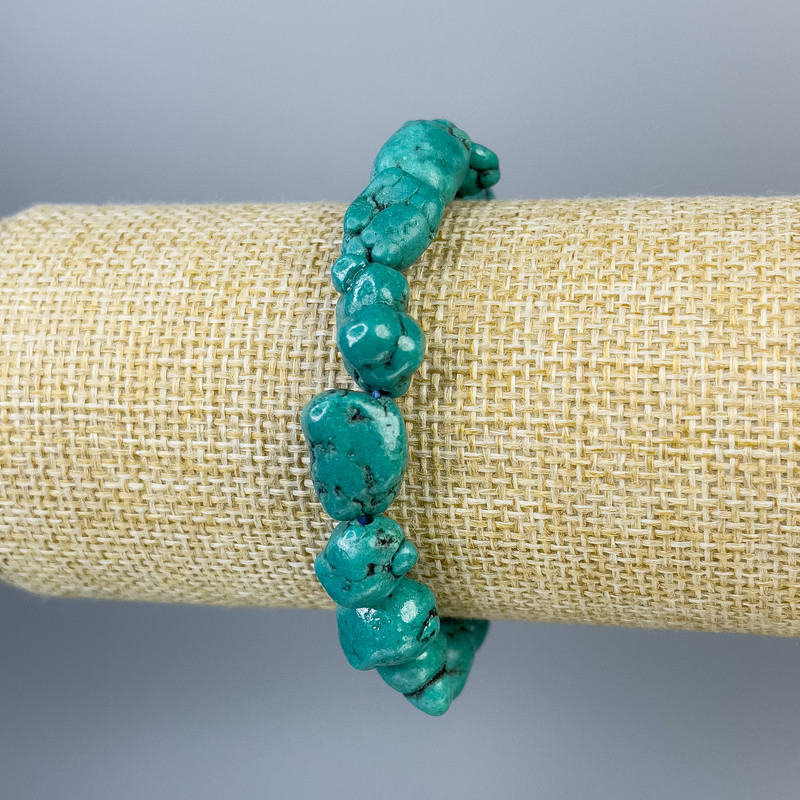 Turquoise (Imitation) Bracelet, Tumbled 19x9mm+/-, Length 18cm+/- Stretch
