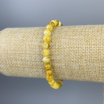 Bracelet Jadeite Faceted Bead 6mm+/-, length 18cm+/- stretch