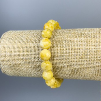 Bracelet Jadeite Faceted Bead 10mm+/-, length 18cm+/- stretch