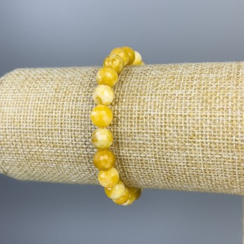 Bracelet Jadeite Faceted Bead 8mm+/-, length 18cm+/- stretch