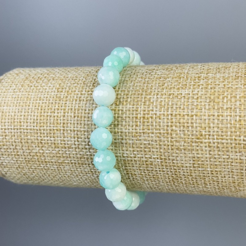 Amazonite Bracelet, faceted bead, diameter 8mm+/-, length 18cm+/- stretch