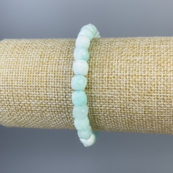 Angelite Bracelet, Natural Stone Faceted Cube Beads, Diameter 7x7mm+-, Length 18cm+- (Stretch)