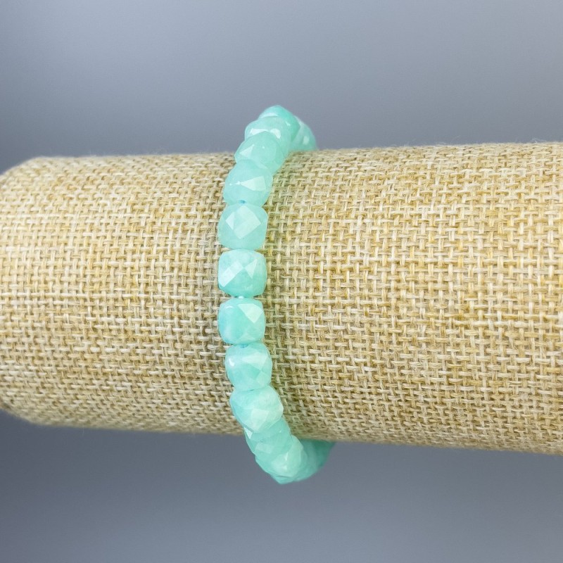Angelite Bracelet, Faceted Cube Beads 7x7mm+/-, Length 18cm+/- Stretch