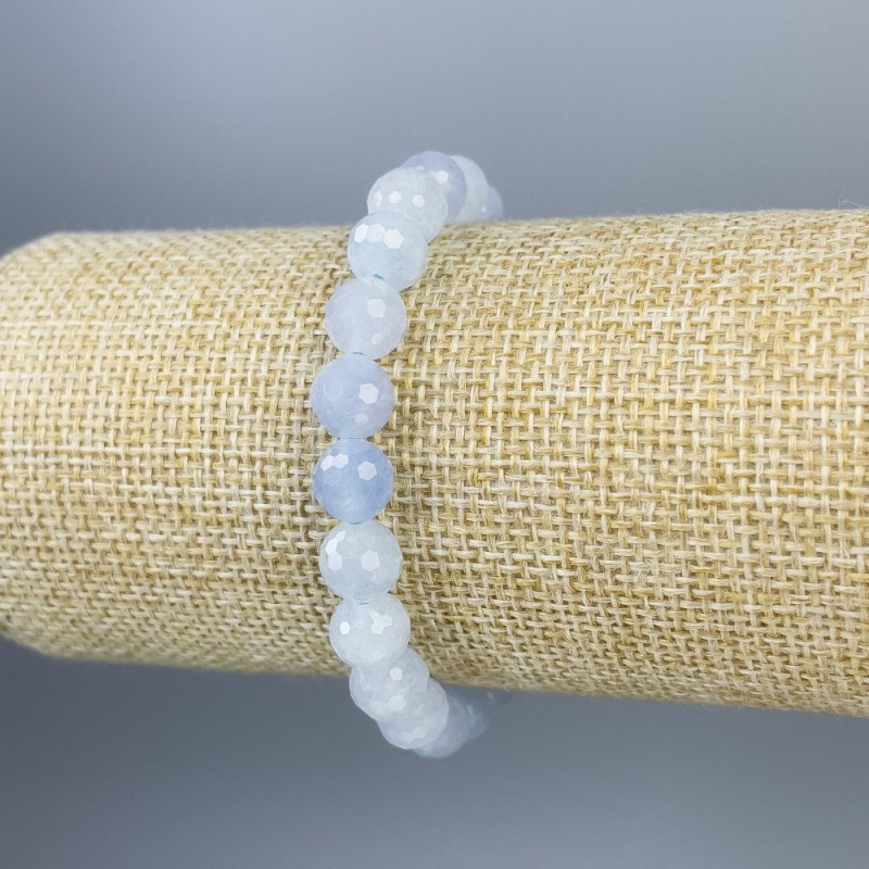 Aquamarine Bracelet, faceted bead, diameter 8mm+/-, length 18cm+/- stretch