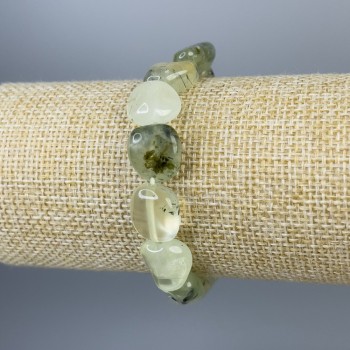Bracelet Prehnite Tumbled, diameter 14x12mm+/-, length 18cm+/- stretch