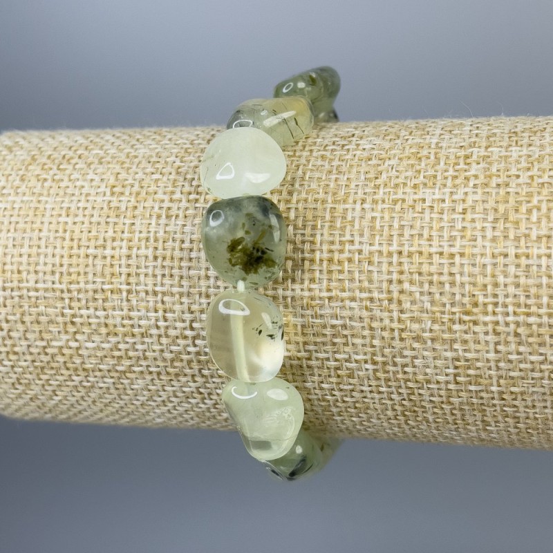 Bracelet Prehnite Tumbled, diameter 14x12mm+/-, length 18cm+/- stretch