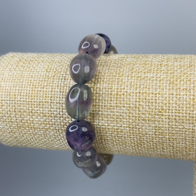 Bracelet Fluorite Tumbled, diameter 17x13mm+/-, length 18cm+/- stretch